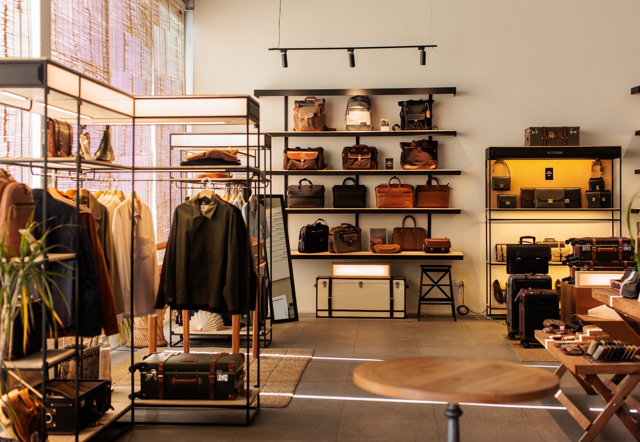 Sophisticated interior of a high-end boutique store in Dubai featuring designer clothing and accessories.